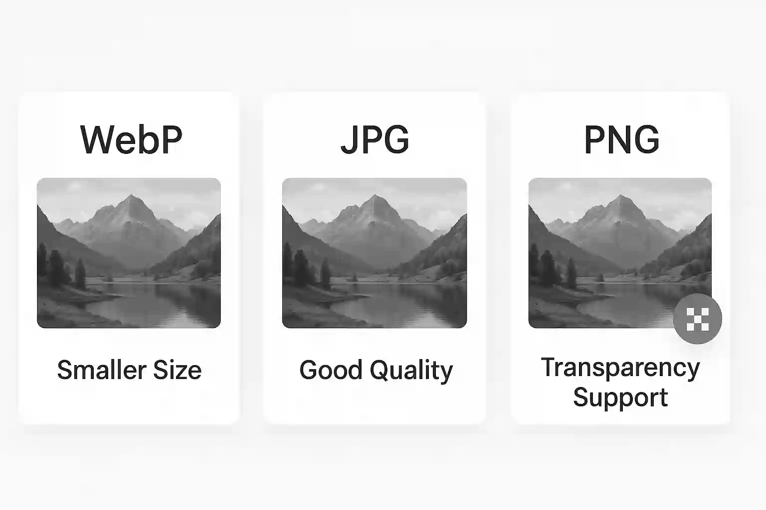 WebP vs JPG vs PNG Image Format Comparison - Best Format for Image Compression and Web Optimization
